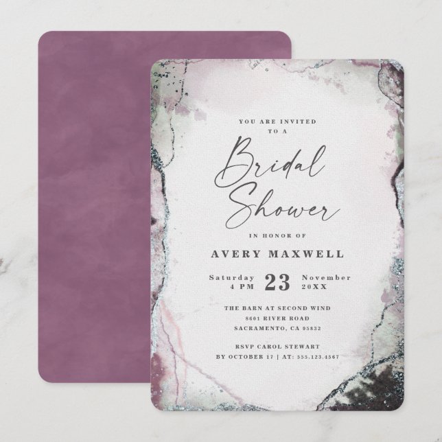 Abstract Ethereal Wisteria Purple Bridal Shower Invitation (Front/Back)