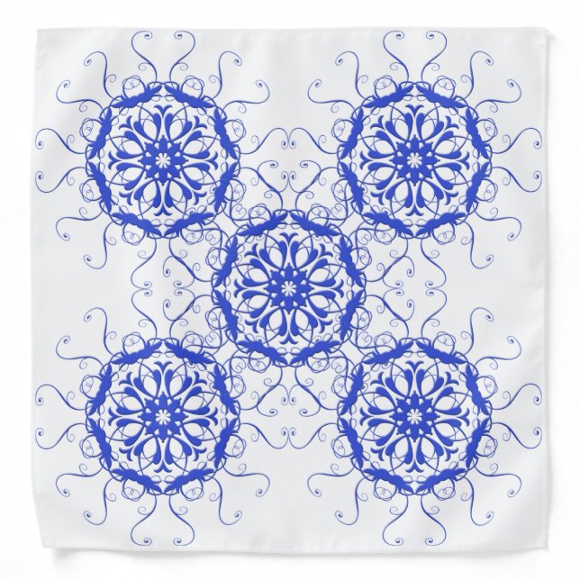 abstract ethnic circles blue element bandana (Front)