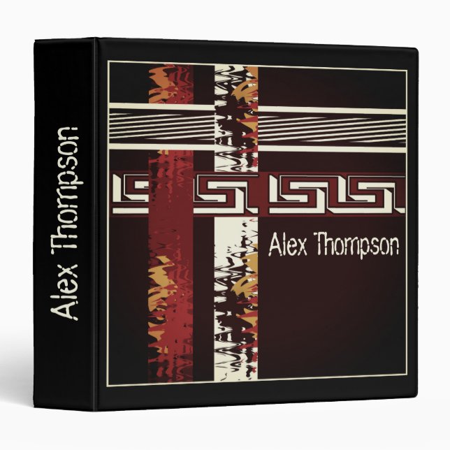 Abstract , ethnic, creative 3 ring binder (Front/Spine)