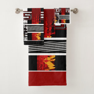 Abstract , ethnic, creative bath towel set