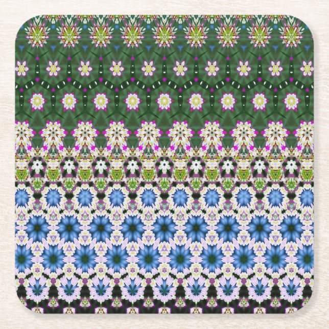 Abstract ethnic floral pattern No13 Square Paper Coaster (Front)