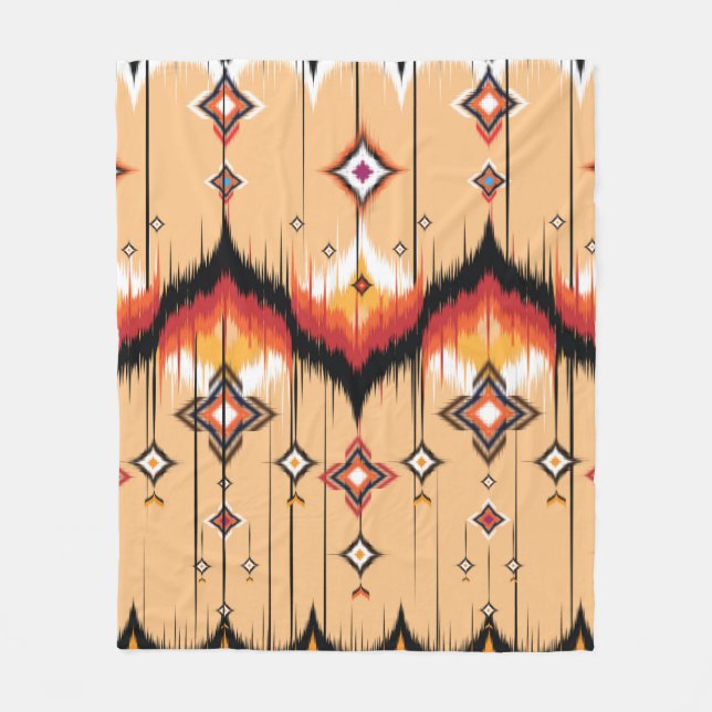 Abstract ethnic geometric pattern design, Ikat geo Fleece Blanket (Front)