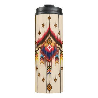 Abstract ethnic geometric pattern, Ikat geometric Thermal Tumbler
