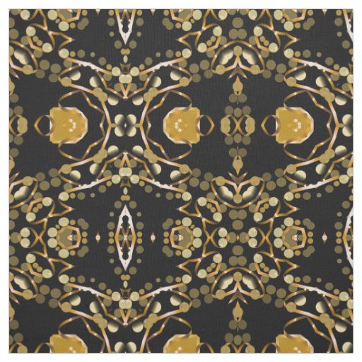 Abstract Ethnic Luxury Arabesque Gold and Black Fabric