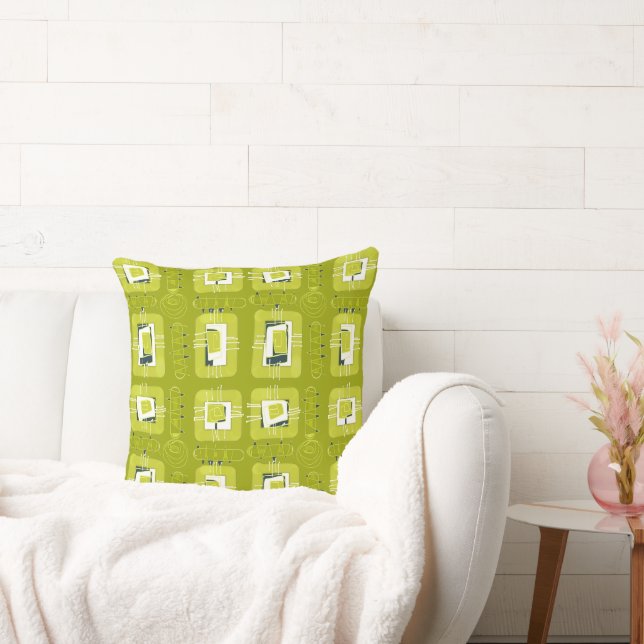 Abstract Ethnic Matrix - Kiwi Green  Throw Pillow (Couch)