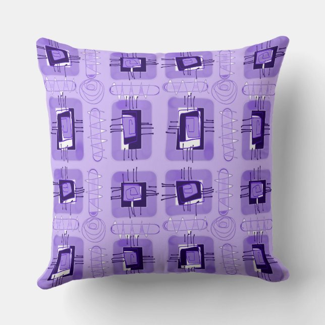 Abstract Ethnic Matrix - Lavender  Throw Pillow (Back)