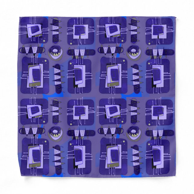 Abstract Ethnic Matrix - Mauve Blue Olive Bandana (Front)