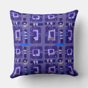 Abstract Ethnic Matrix - Mauve Blue Olive Throw Pillow