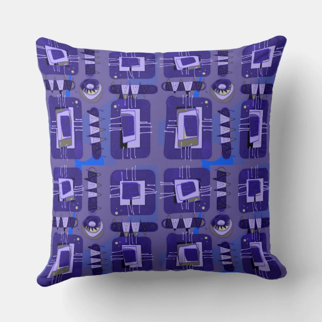 Abstract Ethnic Matrix - Mauve Blue Olive Throw Pillow (Back)
