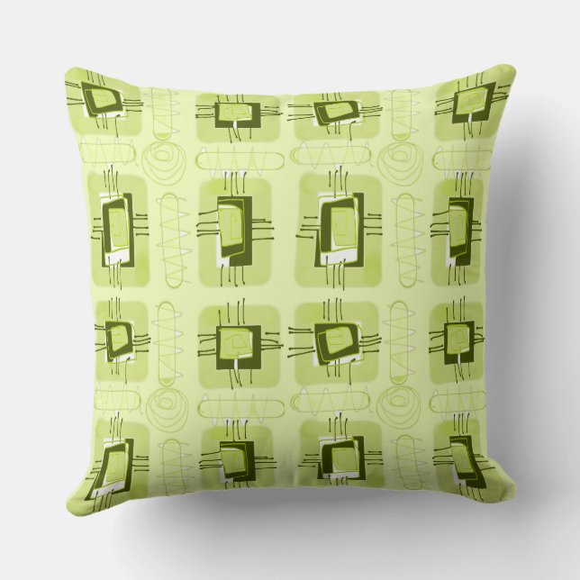 Abstract Ethnic Matrix - Pastel Green Throw Pillow (Back)