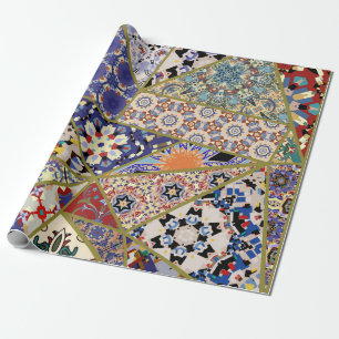 Abstract ethnic spanish tile patchwork hand drawn, wrapping paper