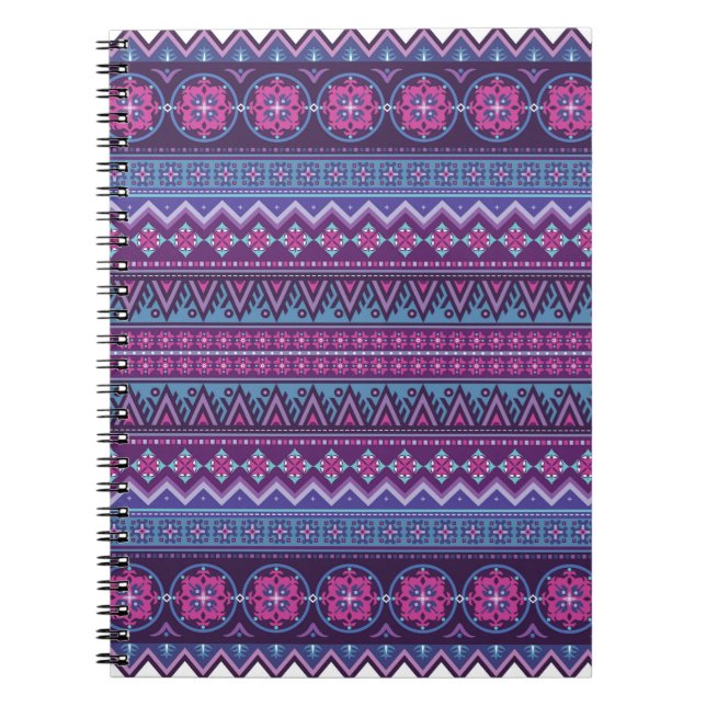 Abstract ethnic stripe pattern,  ornamental vintag notebook (Front)