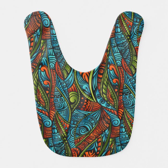 Abstract ethnic wallpaper baby bib (Front)