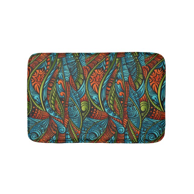 Abstract ethnic wallpaper bathroom mat (Front)