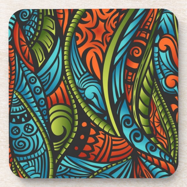 Abstract ethnic wallpaper beverage coaster (Front)