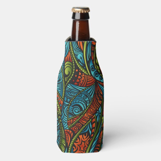 Abstract ethnic wallpaper bottle cooler (Bottle Front)