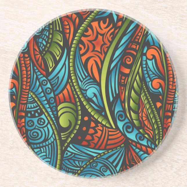 Abstract ethnic wallpaper drink coaster (Front)
