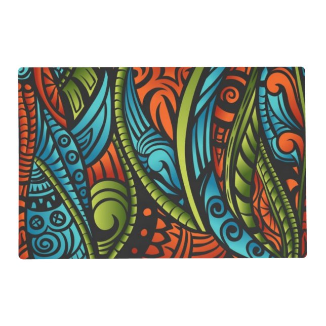 Abstract ethnic wallpaper placemat (Front)
