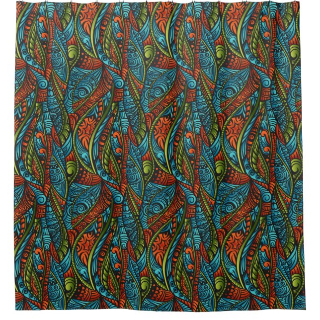 Abstract ethnic wallpaper shower curtain (Front)
