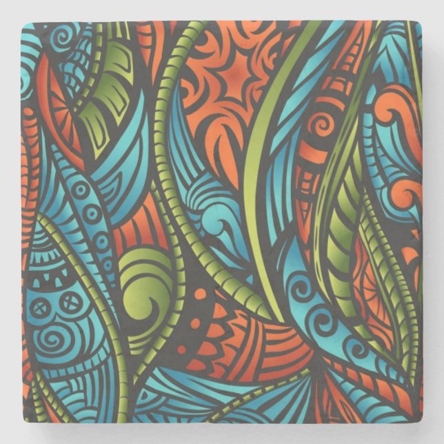 Abstract ethnic wallpaper stone coaster (Front)