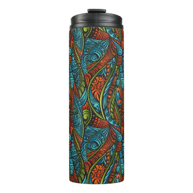 Abstract ethnic wallpaper thermal tumbler (Front)