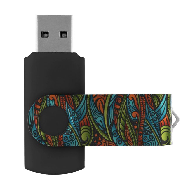Abstract ethnic wallpaper USB flash drive (Opened)