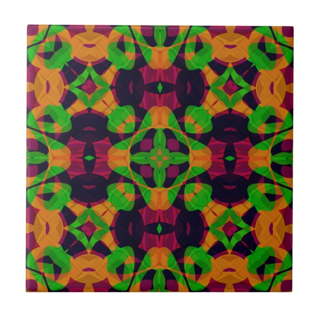 Abstract ethno kaleidoscopic ornamental print mode ceramic tile (Front)