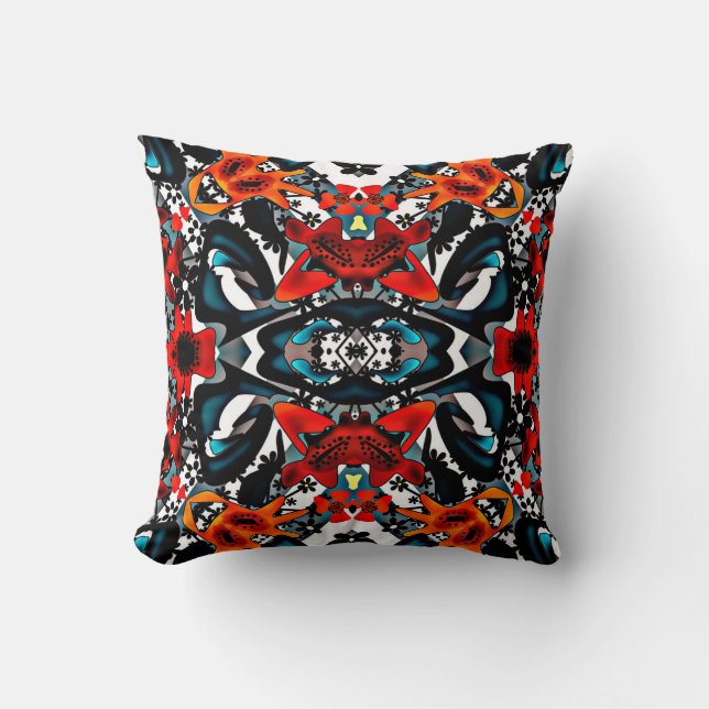 Abstract ethno kaleidoscopic ornamental print mode throw pillow (Front)
