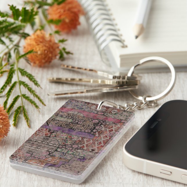 Abstract Ethno Pattern - Folklore Art 1 Keychain (Front Right)