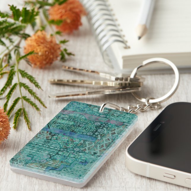 Abstract Ethno Pattern - Folklore Art 2 Keychain (Front Right)