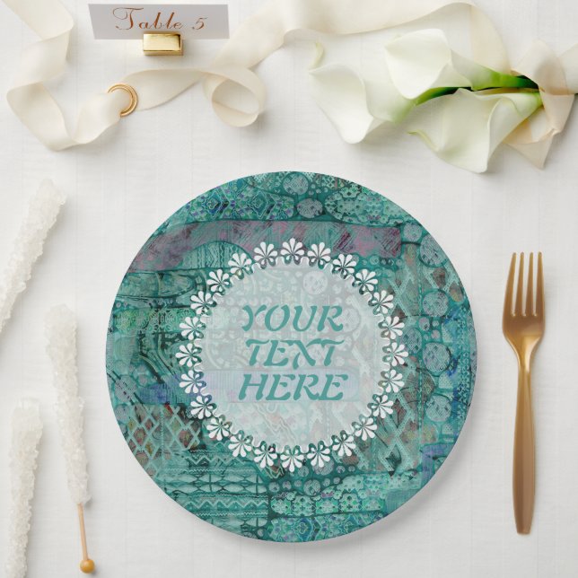 Abstract Ethno Pattern - Folklore Art 2 Paper Plates (Wedding)