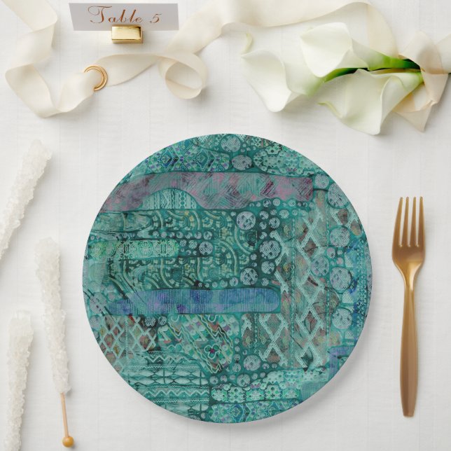 Abstract Ethno Pattern - Folklore Art 2 Paper Plates (Wedding)