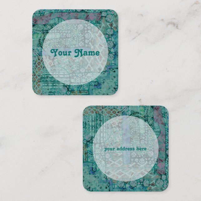 Abstract Ethno Pattern - Folklore Art 2 Square Business Card (Front/Back)