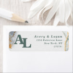 Abstract Eucalyptus Green Monogram Return Address Label<br><div class="desc">Modern Abstract Ethereal Watercolor Eucalyptus Green Monogrammed Return Address Labels. This rustic design is beautify hand-painted with rich colors that are perfect for Summer or fall. Shown in the Eucalyptus Wedding Color Palette colorway of: Eucalyptus Green, Pine Dark Green, 24k Gold, Enchanted Dark Navy Blue, and Misty Mint Green. With...</div>