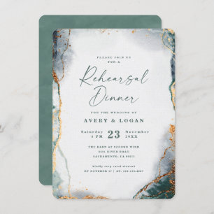 Abstract Eucalyptus Green Wedding Rehearsal Dinner Invitation