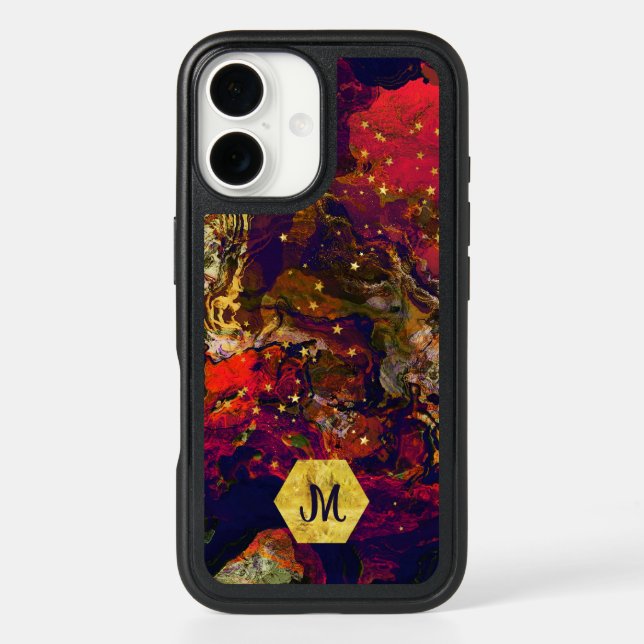 Abstract Evening Red, Cream and Midnight Blue Otterbox iPhone Case (Back)
