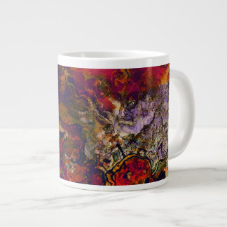Abstract Evening Red, Cream & Midnight Swirl Giant Coffee Mug