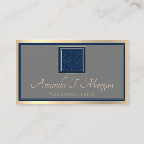Abstract Event Planner Gold Frame Gray Blue Navy Business Card