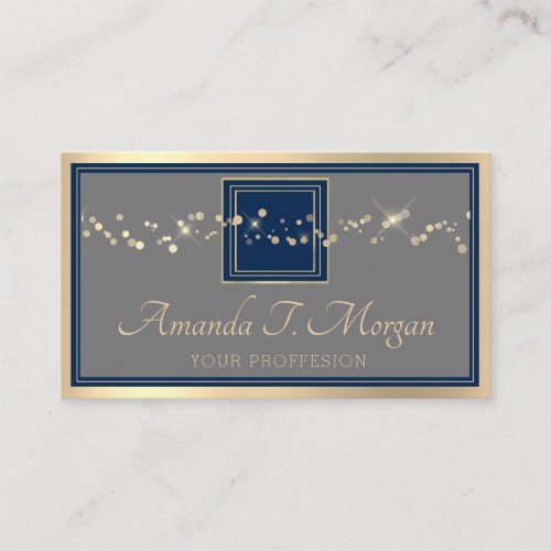 Abstract Event Planner Golden Frame Gray Blue Navy Business Card