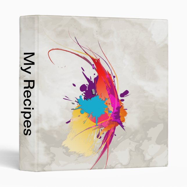 Abstract Exotic Butterfly Paint Splatters 3 Ring Binder (Front/Spine)