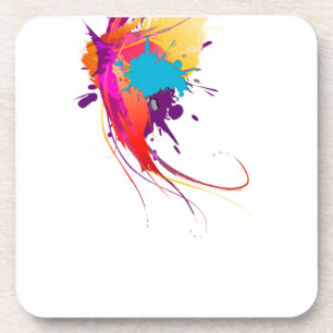 Abstract Exotic Butterfly Paint Splatters Beverage Coaster