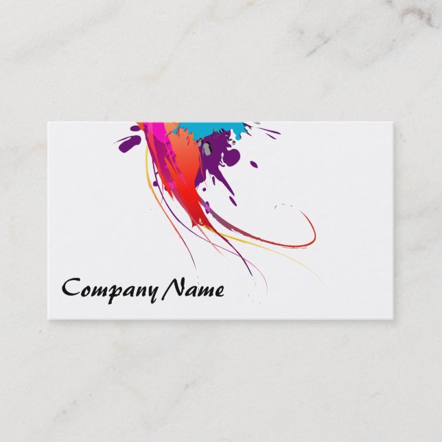 Abstract Exotic Butterfly Paint Splatters Business Card (Front)
