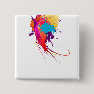 Abstract Exotic Butterfly Paint Splatters Button