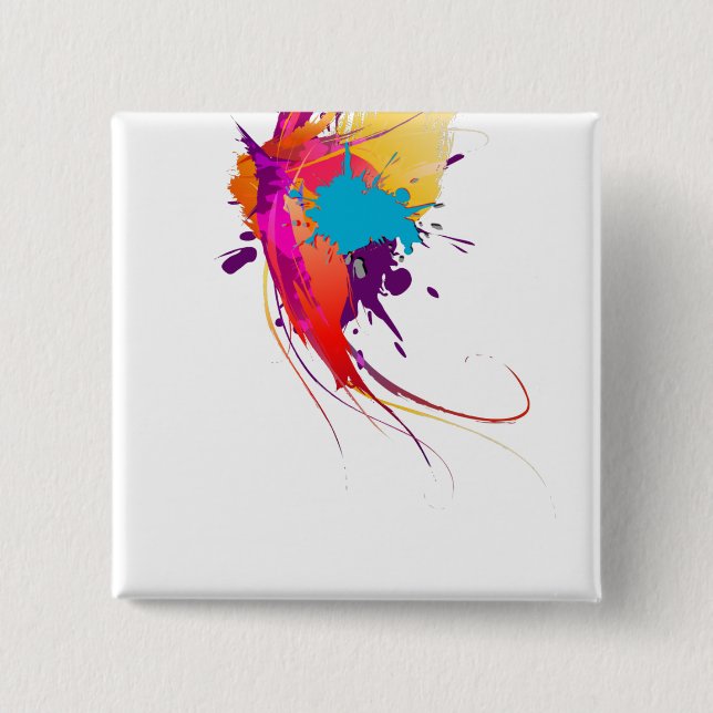 Abstract Exotic Butterfly Paint Splatters Button (Front)