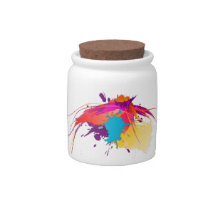 Abstract Exotic Butterfly Paint Splatters Candy Jar