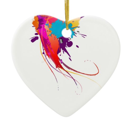 Abstract Exotic Butterfly Paint Splatters Ceramic Ornament