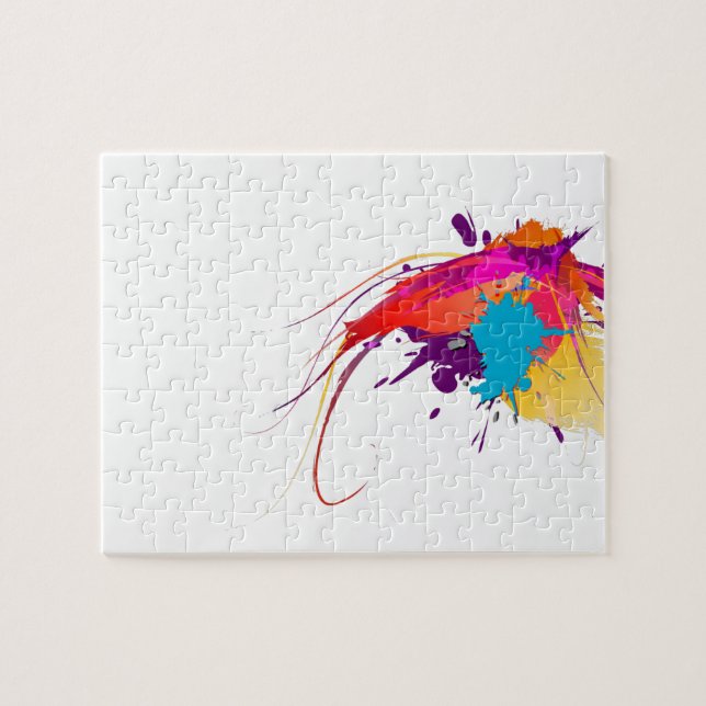 Abstract Exotic Butterfly Paint Splatters Jigsaw Puzzle (Horizontal)