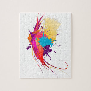 Abstract Exotic Butterfly Paint Splatters Jigsaw Puzzle