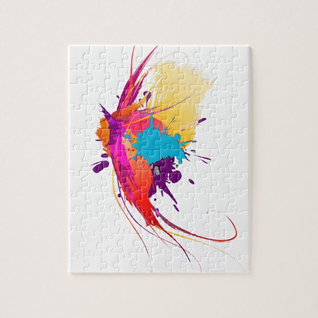 Abstract Exotic Butterfly Paint Splatters Jigsaw Puzzle (Vertical)