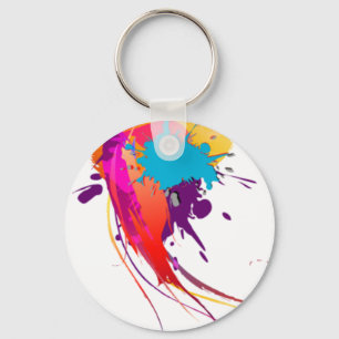 Abstract Exotic Butterfly Paint Splatters Keychain